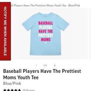 BL101 YOUTH Baseball Players Youth Tee - Light Blue and Pink